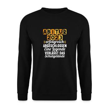 Eine echte Legende verlässt Gelände Abi 2023 - Unisex Pullover - Schwarz - Vorne - Alina (178cm) & Michal (187cm)