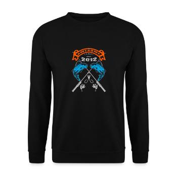 Awesome since 2012. Angel, Angler's Birthday - Unisex Sweatshirt - black - Front - Alina (178cm) & Michal (187cm)