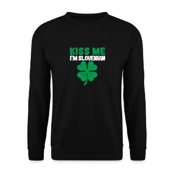 Küss mich, ich bin slowenisch Kleeblatt St. Pat - Unisex Pullover - Schwarz - Vorne - Alina (178cm) & Michal (187cm)