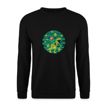 Leprechaun T-Rex Irish Shamrock Dinosaurs - Unisex Sweatshirt - black - Front - Alina (178cm) & Michal (187cm)