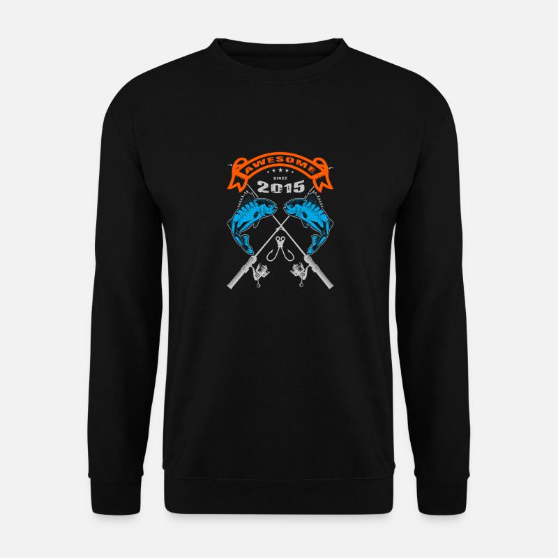Awesome since 2015. Angel, Angler Geburtstag - Unisex Pullover - Schwarz