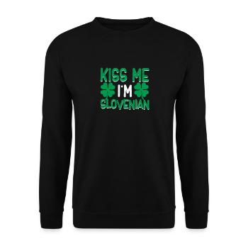 Kleeblatt St. Patricks Day Trinken Küss mich, ich - Unisex Pullover - Schwarz - Vorne - Alina (178cm) & Michal (187cm)