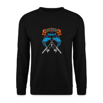 Génial depuis 1967. Angel, l’anniversaire du pêcheur - Sweat-shirt Unisexe - noir - Devant - Alina (178cm) & Michal (187cm)