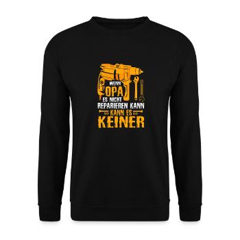 Wenn Opa Es Nicht Reparieren Kann Lustiger - Unisex Pullover - Schwarz - Vorne - Alina (178cm) & Michal (187cm)