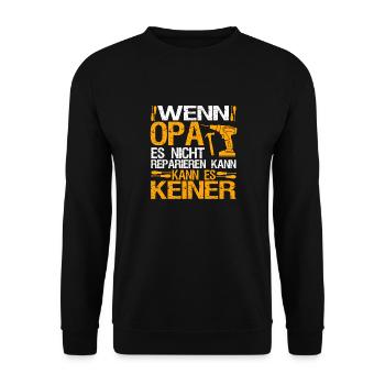 Wenn Opa Es Nicht Reparieren Kann Lustiger - Unisex Pullover - Schwarz - Vorne - Alina (178cm) & Michal (187cm)