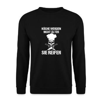 Köche Werden Nicht Älter Geburtstag Spruch Koch - Unisex Pullover - Schwarz - Vorne - Alina (178cm) & Michal (187cm)