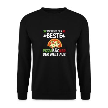 So Sieht Der Beste Pizzabäcker Der Welt Aus - Unisex Pullover - Schwarz - Vorne - Alina (178cm) & Michal (187cm)