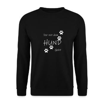 Der mit dem Hund geht - Unisex Pullover - Schwarz - Vorne - Alina (178cm) & Michal (187cm)