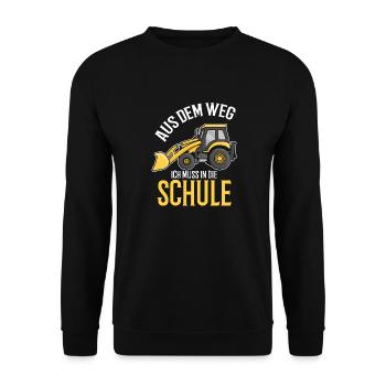 Kinder Einschulung Trecker Jungen Schulkind - Unisex Pullover - Schwarz - Vorne - Alina (178cm) & Michal (187cm)