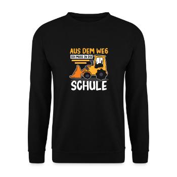 Kinder Einschulung Trecker Jungen Schulkind - Unisex Pullover - Schwarz - Vorne - Alina (178cm) & Michal (187cm)