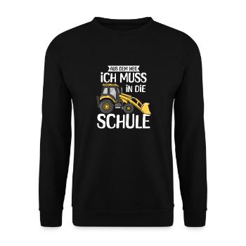 Kinder Einschulung Trecker Jungen Schulkind - Unisex Pullover - Schwarz - Vorne - Alina (178cm) & Michal (187cm)
