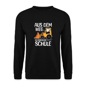Kinder Einschulung Trecker Jungen Schulkind - Unisex Pullover - Schwarz - Vorne - Alina (178cm) & Michal (187cm)