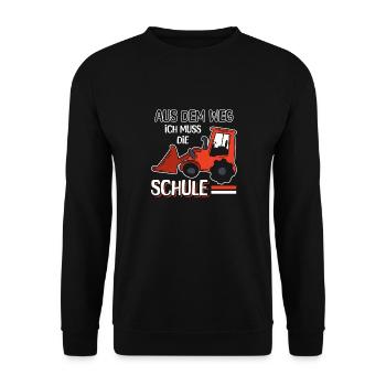 Kinder Einschulung Trecker Jungen Schulkind - Unisex Pullover - Schwarz - Vorne - Alina (178cm) & Michal (187cm)
