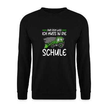 Kinder Einschulung Trecker Jungen Schulkind - Unisex Pullover - Schwarz - Vorne - Alina (178cm) & Michal (187cm)