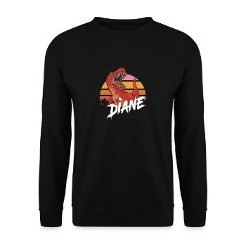 DIANE - Beau prénom de fille avec T-REX Dino - Sweat-shirt Unisexe - noir - Devant - Alina (178cm) & Michal (187cm)