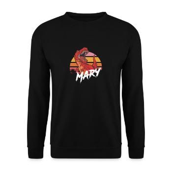 MARY - Schöner Mädchen Name mit T-REX Dino - Unisex Pullover - Schwarz - Vorne - Alina (178cm) & Michal (187cm)