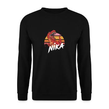 NIKA - Beau nom de fille avec T-REX Dino - Sweat-shirt Unisexe - noir - Devant - Alina (178cm) & Michal (187cm)