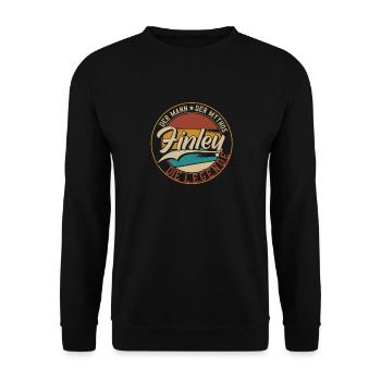 Finley Der Mann der Mythos die Legende Geschenk - Unisex Pullover - Schwarz - Vorne - Alina (178cm) & Michal (187cm)