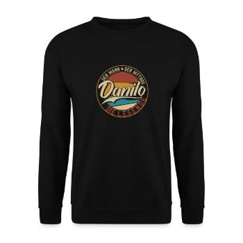 Danilo Der Mann der Mythos die Legende Geschenk - Unisex Pullover - Schwarz - Vorne - Alina (178cm) & Michal (187cm)