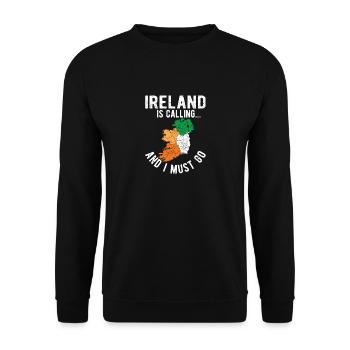 Ireland is calling and I have to go Irish flag St. - Unisex Sweatshirt - black - Front - Alina (178cm) & Michal (187cm)