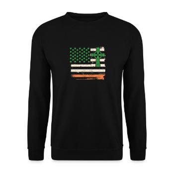 Ireland Clover ST PATRICKS DAY Cross Irish - Unisex Sweatshirt - black - Front - Alina (178cm) & Michal (187cm)