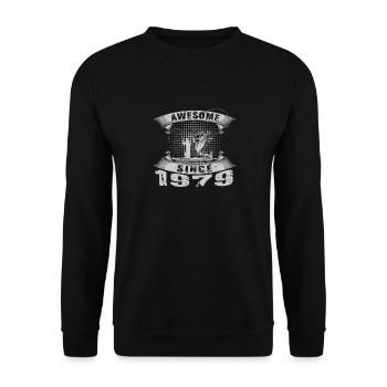 Awesome since 1979. Angel, Angler's birthday - Unisex Sweatshirt - black - Front - Alina (178cm) & Michal (187cm)