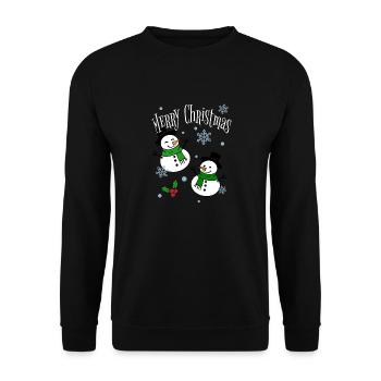 Merry Christmas Snow - Unisex Pullover - Schwarz - Vorne - Alina (178cm) & Michal (187cm)