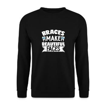Zahnspangen machen schöne Gesichter Kieferorthopäd - Unisex Pullover - Schwarz - Vorne - Alina (178cm) & Michal (187cm)