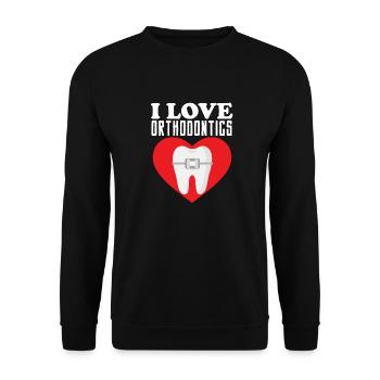 Kieferorthopäde Zahnarzt Zahnärzte Ich liebe Kiefe - Unisex Pullover - Schwarz - Vorne - Alina (178cm) & Michal (187cm)