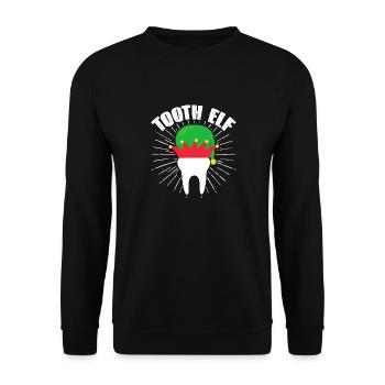 Weihnachten Zahnarzt Zahnhygieniker Zahn Elfe Pass - Unisex Pullover - Schwarz - Vorne - Alina (178cm) & Michal (187cm)