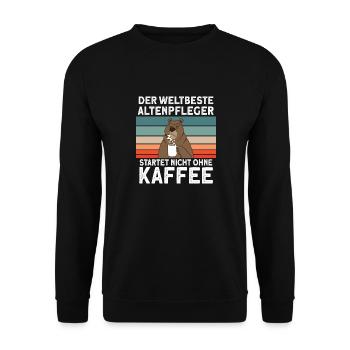 AltenPfleger Geschenk für Altenpfleger Kaffee - Unisex Pullover - Schwarz - Vorne - Alina (178cm) & Michal (187cm)