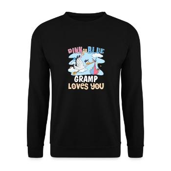 Pink or Blue Gramp Loves You Best Grandpa Ever - Unisex Sweatshirt - black - Front - Alina (178cm) & Michal (187cm)