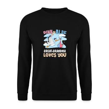 Pink or Blue Great-Grandma Loves You Best - Unisex Pullover - Schwarz - Vorne - Alina (178cm) & Michal (187cm)