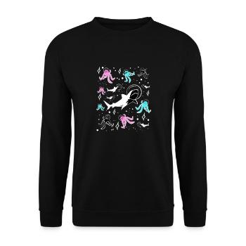 Weltraum - Meeresbesuch - Unisex Pullover - Schwarz - Vorne - Alina (178cm) & Michal (187cm)