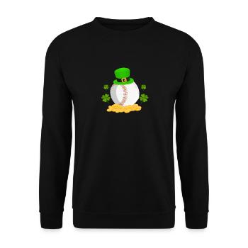 Lucky Baseball Leprechaun Hat Heap Golden Coin - Unisex Sweatshirt - black - Front - Alina (178cm) & Michal (187cm)