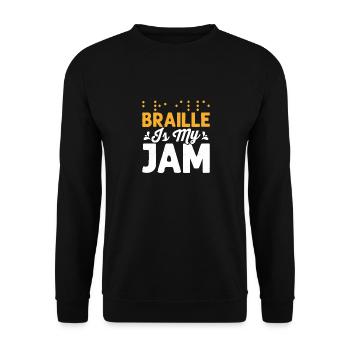 Le braille est ma cécité de confiture Points braille altérés - Sweat-shirt Unisexe - noir - Devant - Alina (178cm) & Michal (187cm)