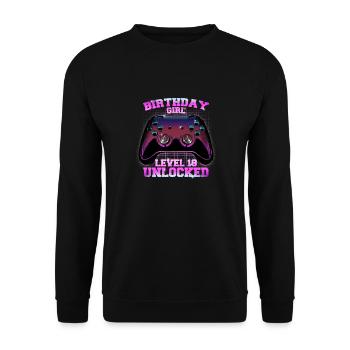 18 years old woman video games of age - Unisex Sweatshirt - black - Front - Alina (178cm) & Michal (187cm)