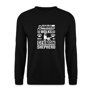 longues promenades romantiques avec mon berger allemand - Sweat-shirt Unisexe - noir - Devant - Alina (178cm) & Michal (187cm)