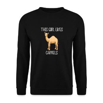 Girl Likes Cute Camels Wildlife Nature Desert - Unisex Sweatshirt - black - Front - Alina (178cm) & Michal (187cm)