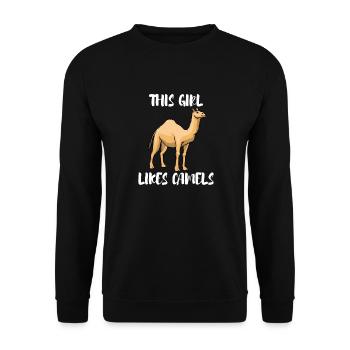 Girl Likes Cute Camels Funny Saying Wilderness - Unisex Sweatshirt - black - Front - Alina (178cm) & Michal (187cm)