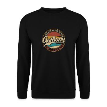 Anthony Der Mann der Mythos die Legende Geschenk - Unisex Pullover - Schwarz - Vorne - Alina (178cm) & Michal (187cm)