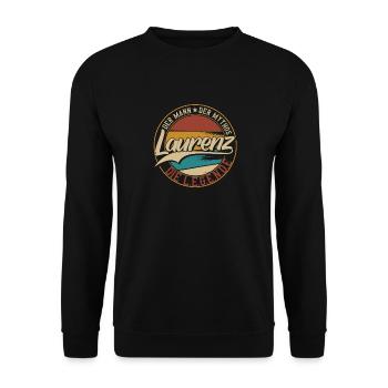 Laurenz Der Mann der Mythos die Legende Geschenk - Unisex Pullover - Schwarz - Vorne - Alina (178cm) & Michal (187cm)