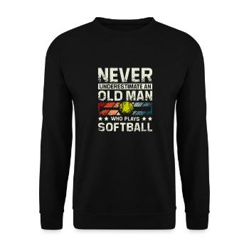 Ne sous-estimez jamais un vieil homme qui joue au softball - Sweat-shirt Unisexe - noir - Devant - Alina (178cm) & Michal (187cm)