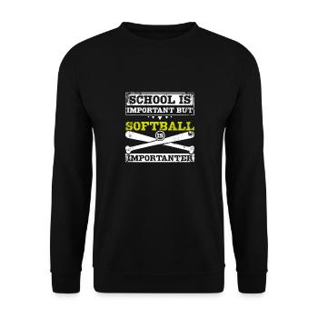 L’école est importante, mais le softball est plus important - Sweat-shirt Unisexe - noir - Devant - Alina (178cm) & Michal (187cm)