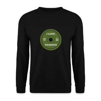 Geschenk für den Trainer, Gewichte, Fitnessraum - Unisex Pullover - Schwarz - Vorne - Alina (178cm) & Michal (187cm)