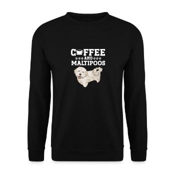 Chien Maltipoo - Sweat-shirt Unisexe - noir - Devant - Alina (178cm) & Michal (187cm)
