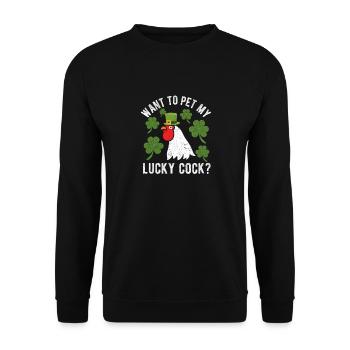 Do you want to stroke my lucky Funny - Unisex Sweatshirt - black - Front - Alina (178cm) & Michal (187cm)