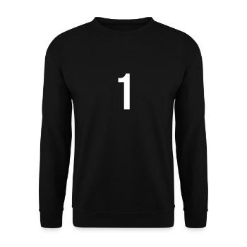 1 Zahlenbuchstabensymbol Alphabet Initiale - Unisex Pullover - Schwarz - Vorne - Alina (178cm) & Michal (187cm)