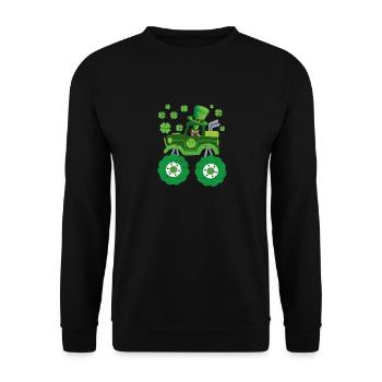 Leprechaun Monster Truck Möpse St Patricks Day - Unisex Pullover - Schwarz - Vorne - Alina (178cm) & Michal (187cm)
