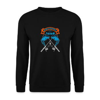 Awesome since 1998. Angel, Angler Geburtstag - Unisex Pullover - Schwarz - Vorne - Alina (178cm) & Michal (187cm)